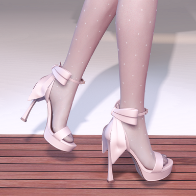 Pink bow high waterproof platform high heels + Sexy backless skirt