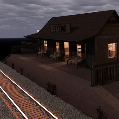 Wild West style train station by A9908244