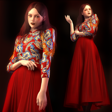 Traditional Chinese Wedding Dress and Accessories