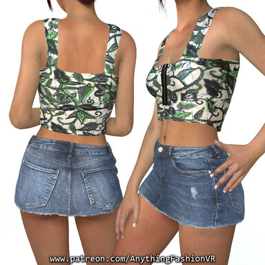 Green pattern top
