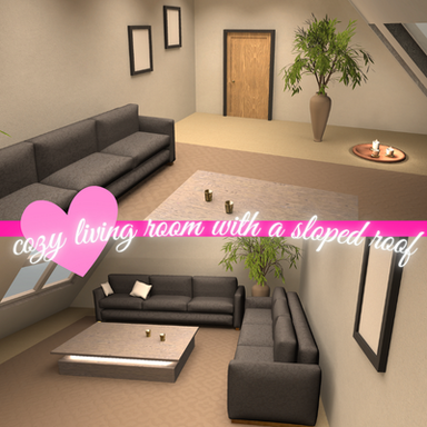 Small cozy living room with a sloped roof