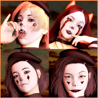 Clown Girl Makeup Pack - 23 Elements, 8 Presets