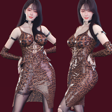 Leopard print leather skirt