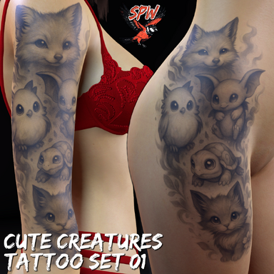 SpwCreation: Spw Tattoos Cute Creatures Pack 01