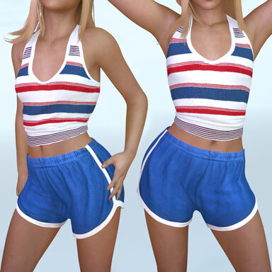Red Blue white Stripe top