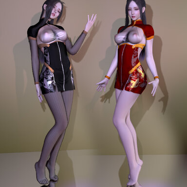 Neon Dragon Qipao Harness Dress