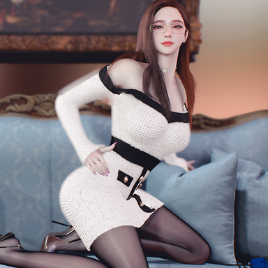 Chanel-style off-shoulder bodycon skirt