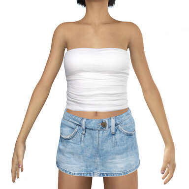 Tube top and Denim Skirt