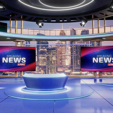 news broadcast studio set