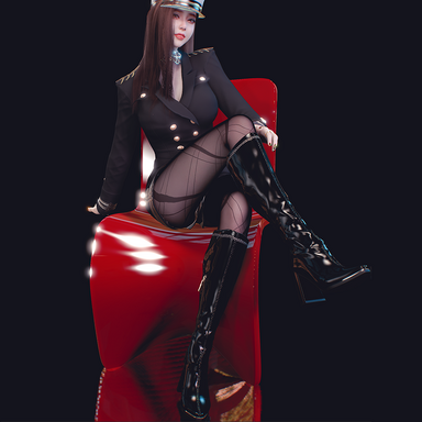 Patent leather high-heeled square-toe boots