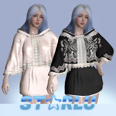Oriental Folk Print Lace Cape Suit