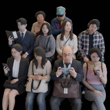 sitting people