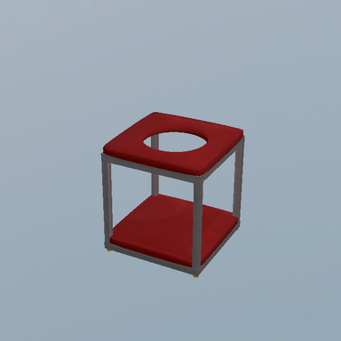 A chair with a hole in it