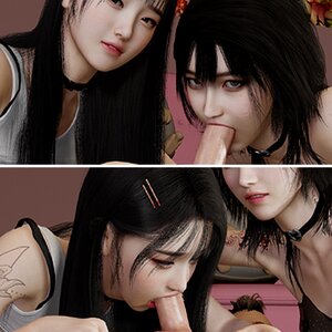 Two girls are sucking a cock
