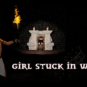 Girl stuck in wall