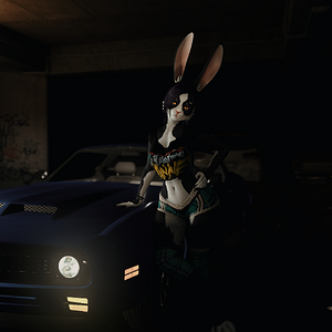 Alice with muscle car