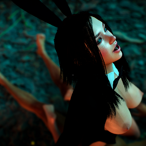 A BEAUTIFUL GIRL IN A BUNNY COSTUME WANTS SEX IN THE FOREST