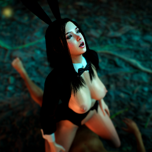 A BEAUTIFUL GIRL IN A BUNNY COSTUME WANTS SEX IN THE FOREST